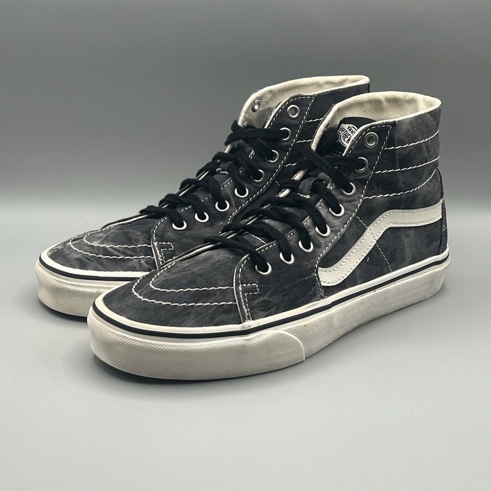 Vans Sk8-Hi Washed Black Gray High Top Skate Shoes - Men's Size 8 USED - Picture 2 of 8
